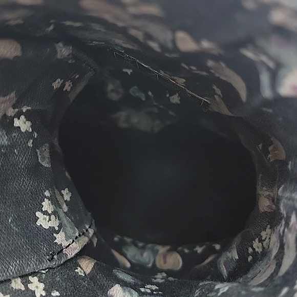 DR. MARTENS Stratford Black Leather Floral Lined Lace Up Fold Over Punk Boots 7 - Picture 8 of 15